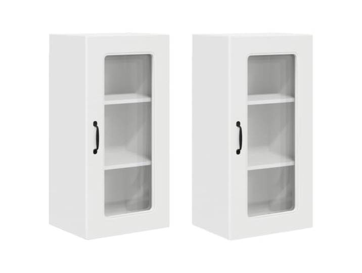 Küchen-Wandschrank Kalmar 2 Stk. 6 Regale 2 Türen Holzwerkstoff Weiß 40 cm Holzwerkstoff, 6 Regale und 2 Türen, 120 kg Belastbarkeit, 2er-Set für Küche und Vorratsraum, pflegeleichte weiße Oberfläche