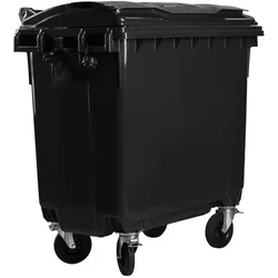 Hardwex Müllcontainer 660 l Schwarz mit Flachdeckel