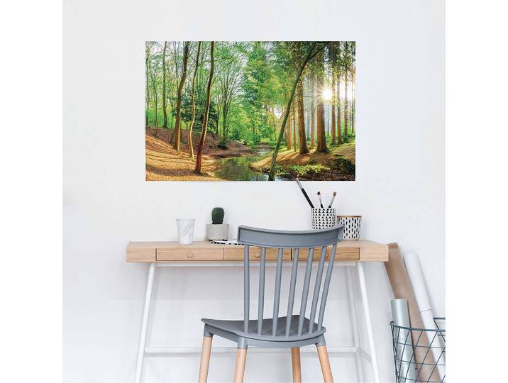 Poster Wald in der Sonne Papier Grün 61 x 92 x 0cm