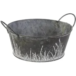Krenz Zink Schale mit Griffen rund Steppengras 23 cm(B)