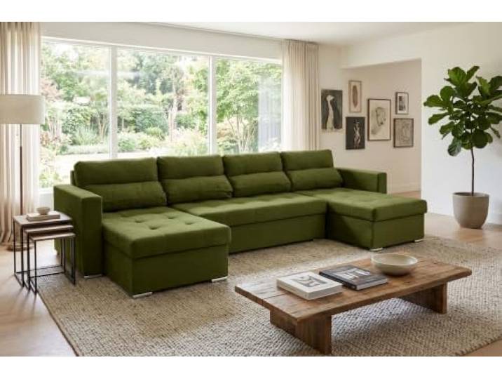 Family Meble Varius Big Wohnlandschaft mit Schlaffunktion – Hellgrün – 313