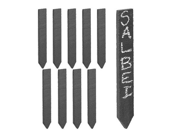 Relaxdays Lot de 10 étiquettes pour plantes\, accessoires jardin & potager\, ardoises inscriptibles\, 20x3 cm\, anthracite
