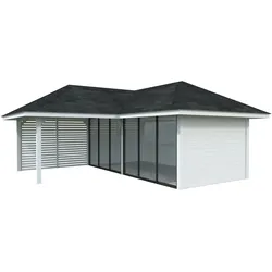 Palmako Pavillon Bianca 24,9 m2 Set 513 Slide Plus mit Isolierglas-Schiebetüren Lackierung in weiß