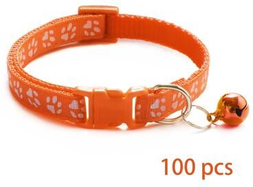 Uplift Essentials Bulk Adjustable Pet Collars With Safety Bells (100 Piece Lot) orange