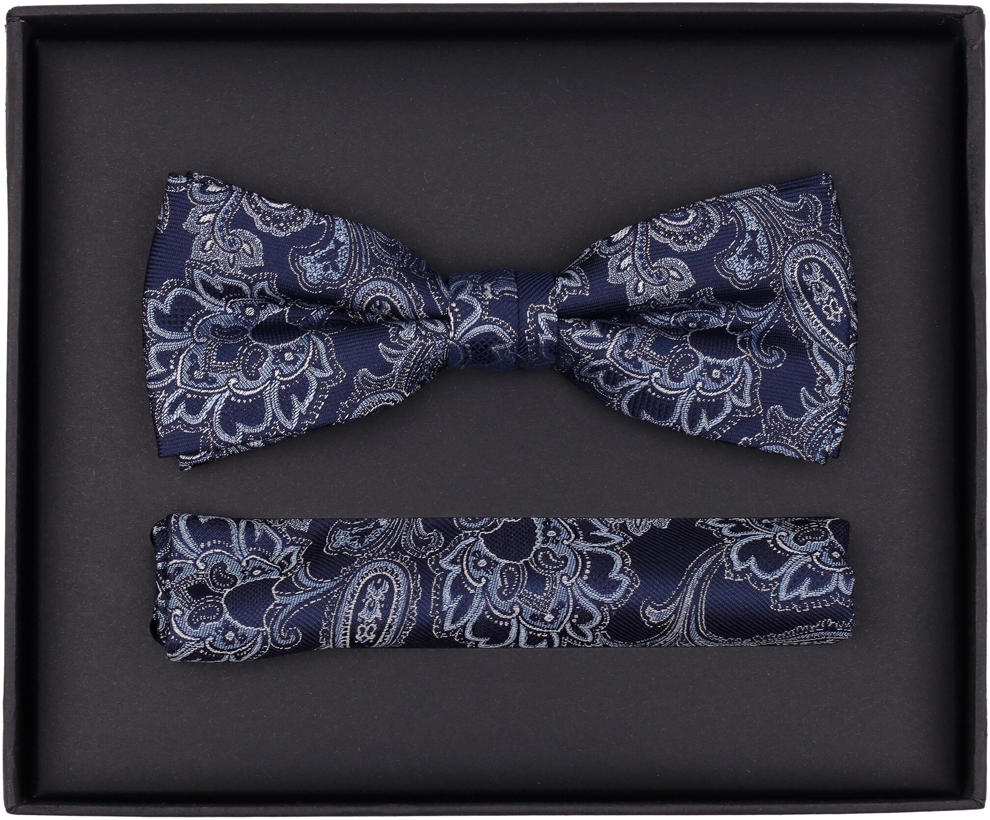Fliege VENTI "VENTI Set aus Fliege und Einstecktuch gemustert", Herren, blau (dunkelblau), 100% Seide, Fliegen