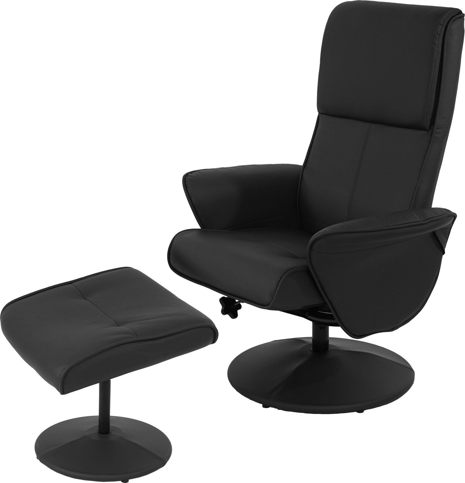 Mendler Relaxfauteuil Helsinki met voetenbankje, zwart kunstleer