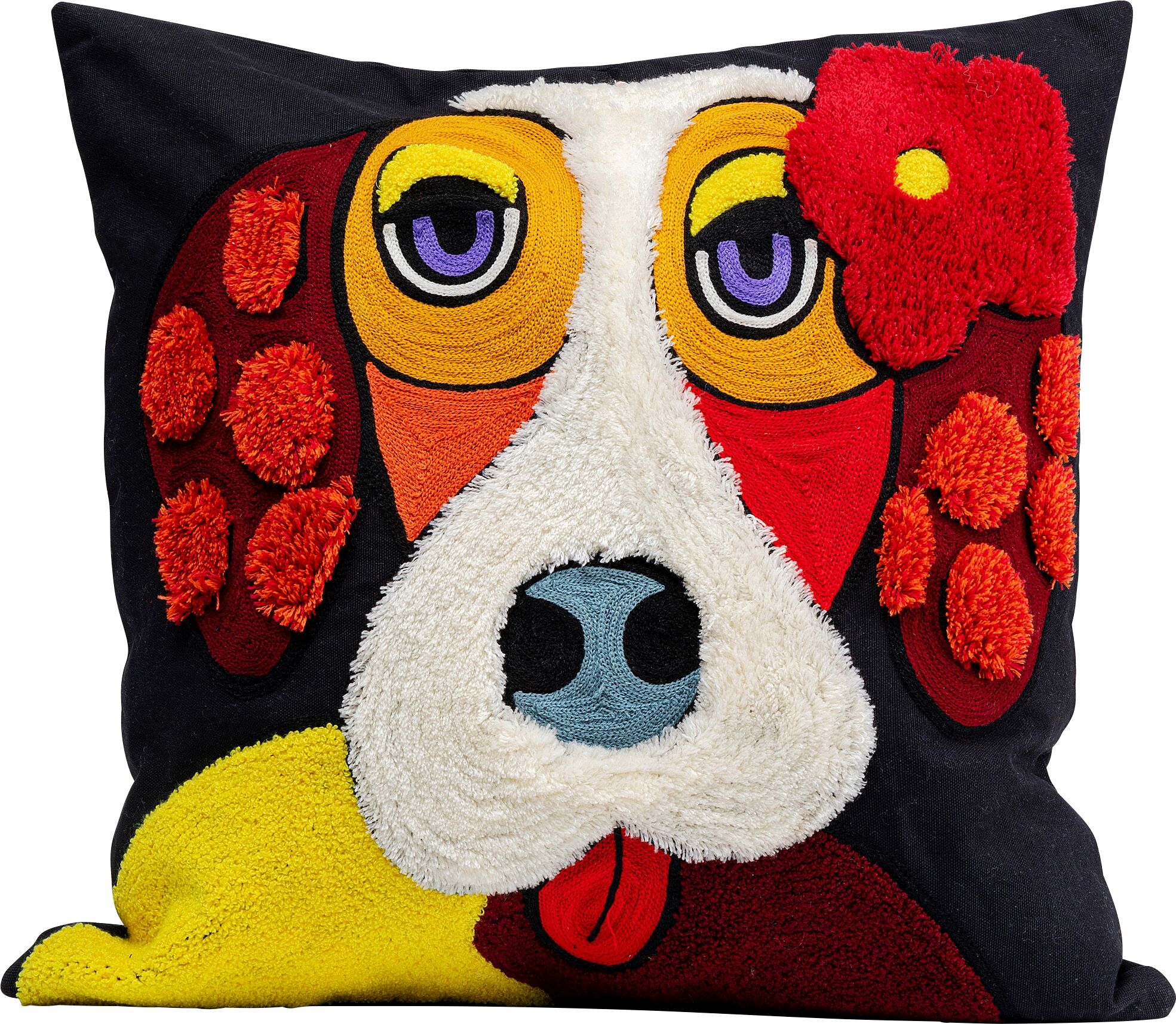 Dekokissen KARE DESIGN "Make Up Dog, Kissenhülle mit Füllung, 45x45 cm", mehrfarbig, gemustert, B:45cm H:20cm L:45cm, Baumwolle, Polyester, Wolle, Dekokissen_Sitzkissen_Kissenhüllen, Dekokissen, stützt Kopf und Nacken angenehm und sorgt für erholsamen Sch
