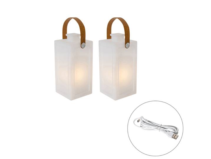 Ensemble de 2 lampes de table blanches effet flamme rechargeables