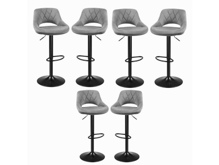 Tabouret de bar gris clair - Shenglimeii - Lot de 6 - Velours - Hauteur 75 cm
