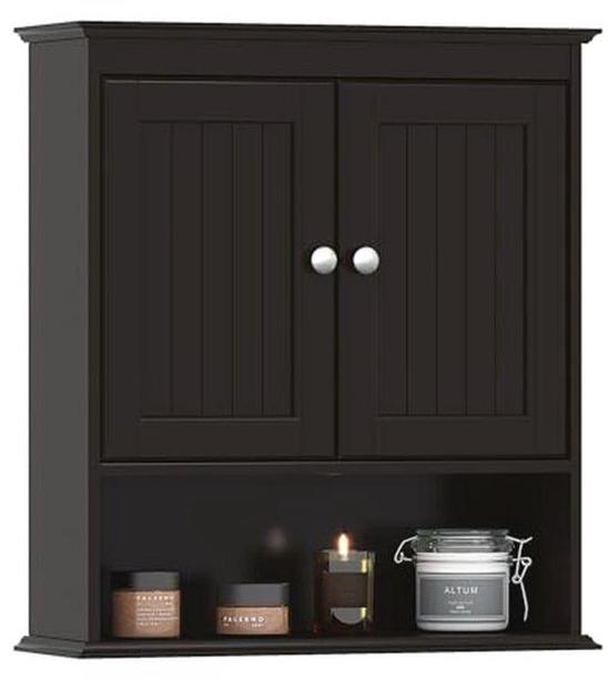 Famanu Wandmontage Badschrank - Hängeschrank aus Holz mit Türen und Regalen