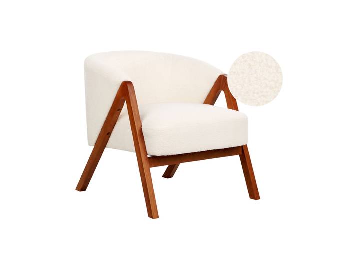 Fauteuil en bouclé blanc h69