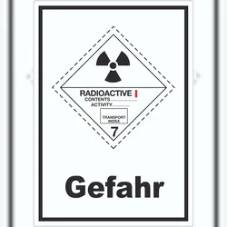 HB-Druck Aufkleber radioaktive Stoffe Gefahr Radioactive I-WEISS A5 (148x210mm)