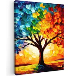 LEINWANDBILD Baum - Kunst - Natur - Sonnenuntergang Room Decor 30x40 cm