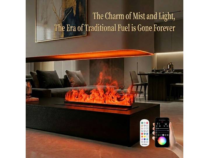 Cheminée à vapeur électrique avec télécommande, personnalisable, pour décoration de pièce, meuble TV, humidificateur, flamme 3D, intérieur.