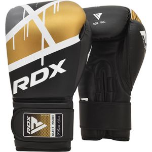 RDX-Sports Boxhandschuhe F7 Ego, schwarz, Kinder & Erwachsene, Sparring-Handschuhe aus Kunstleder, mit Klettverschluss, 10oz