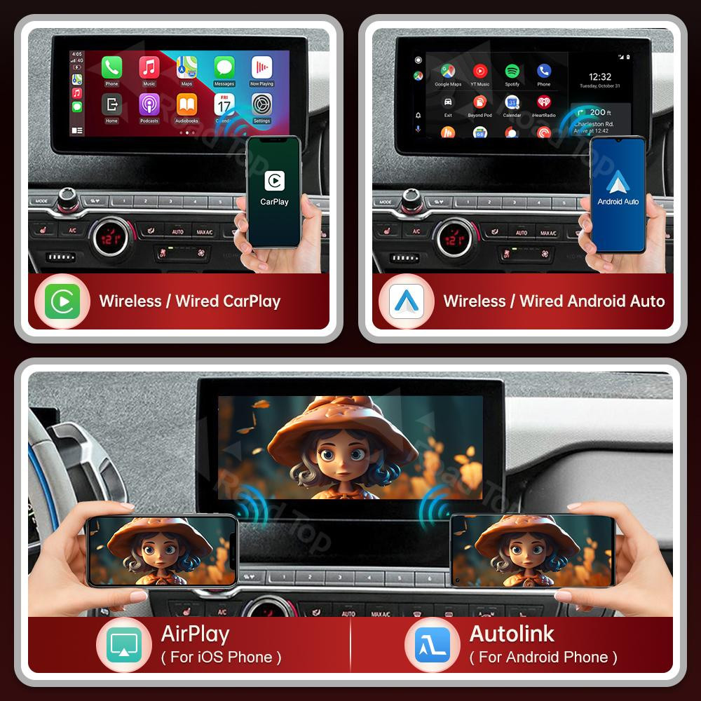 Selius Inbouw Autoradio met Draadloze Apple CarPlay en Android Auto - 1Din - 12V