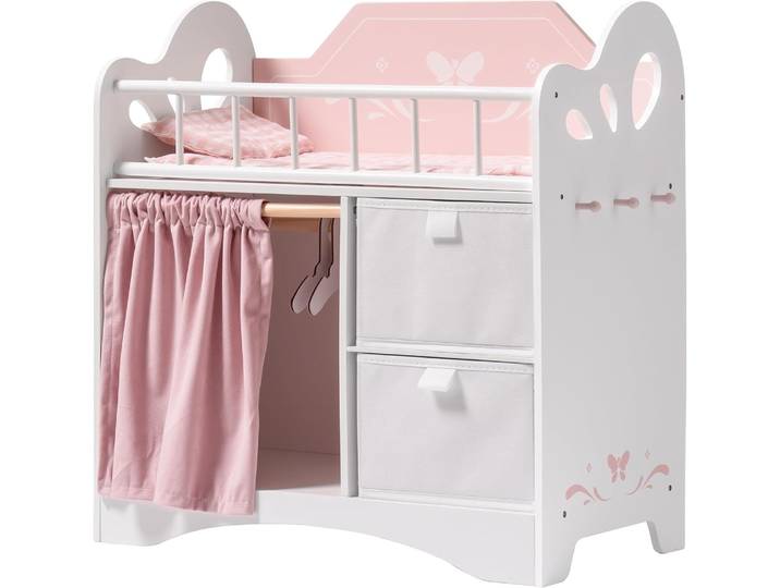ROBUD Lit de poupée bébé lit de poupée avec rangement et literie berceaux de poupée robustes joli cadeau de lits de poupée pour poupées de 18 pouces pour enfants