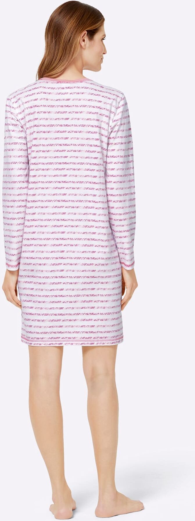 Nachthemd WÄSCHEPUR "Langarm-Sleepshirts", Damen, Gr. 36/38, Normalgrössen, lila (erika, erika, gestreift), 100% Baumwolle, Meliert:95% Baumwolle, 5% Viskose, gemustert, gestreift, meliert, unifarben, Kleider Nachthemd erika, erika, gestreift 36/38, Norma