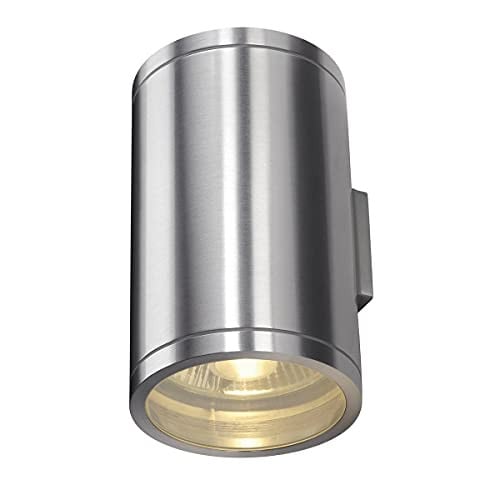 SLV Rox Wall Up-Down Wandarmatuur in Zilver Aluminium met GU10 IP44 voor Tuin en Terras