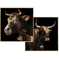 La Casa »Bulls« Wandbild 2er-Set je 30x30 cm