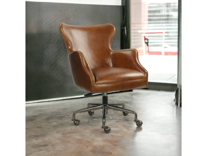Fauteuil de bureau L’invité en Cuir - Cigare