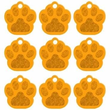 Uplift Essentials 20 Piece Bulk Personalized Paw Shape Pet ID Tags yellow 1.06 In X 1.10 In