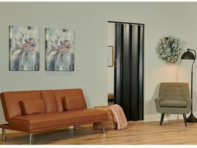 Spectrum Towne Collection Berkshire Black PVC Folding Closet Door Accordion Door 36 x 80
