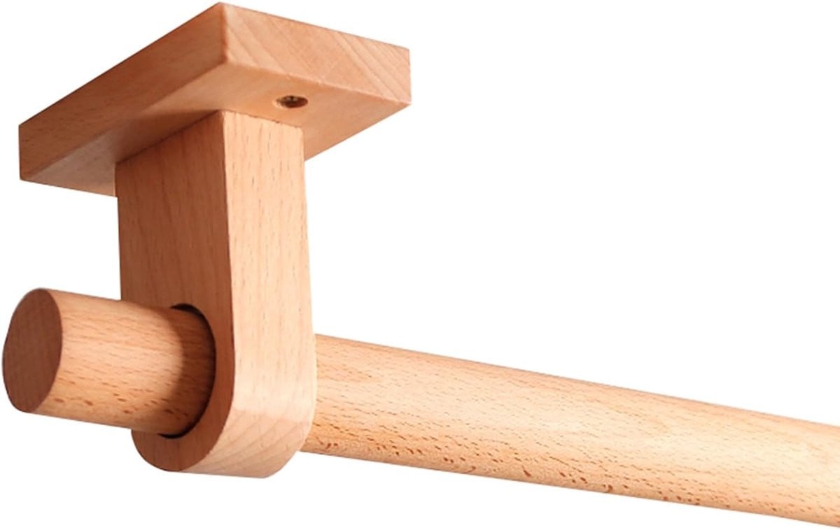 Houten Gordijnroede Set Romeinse Stang in Beuken - 180 cm