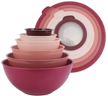 COOK WITH COLOR - 12 Piece Plastic Nesting Bowls - 6 Prep Bowls and 6 Lids, Microwave Safe.