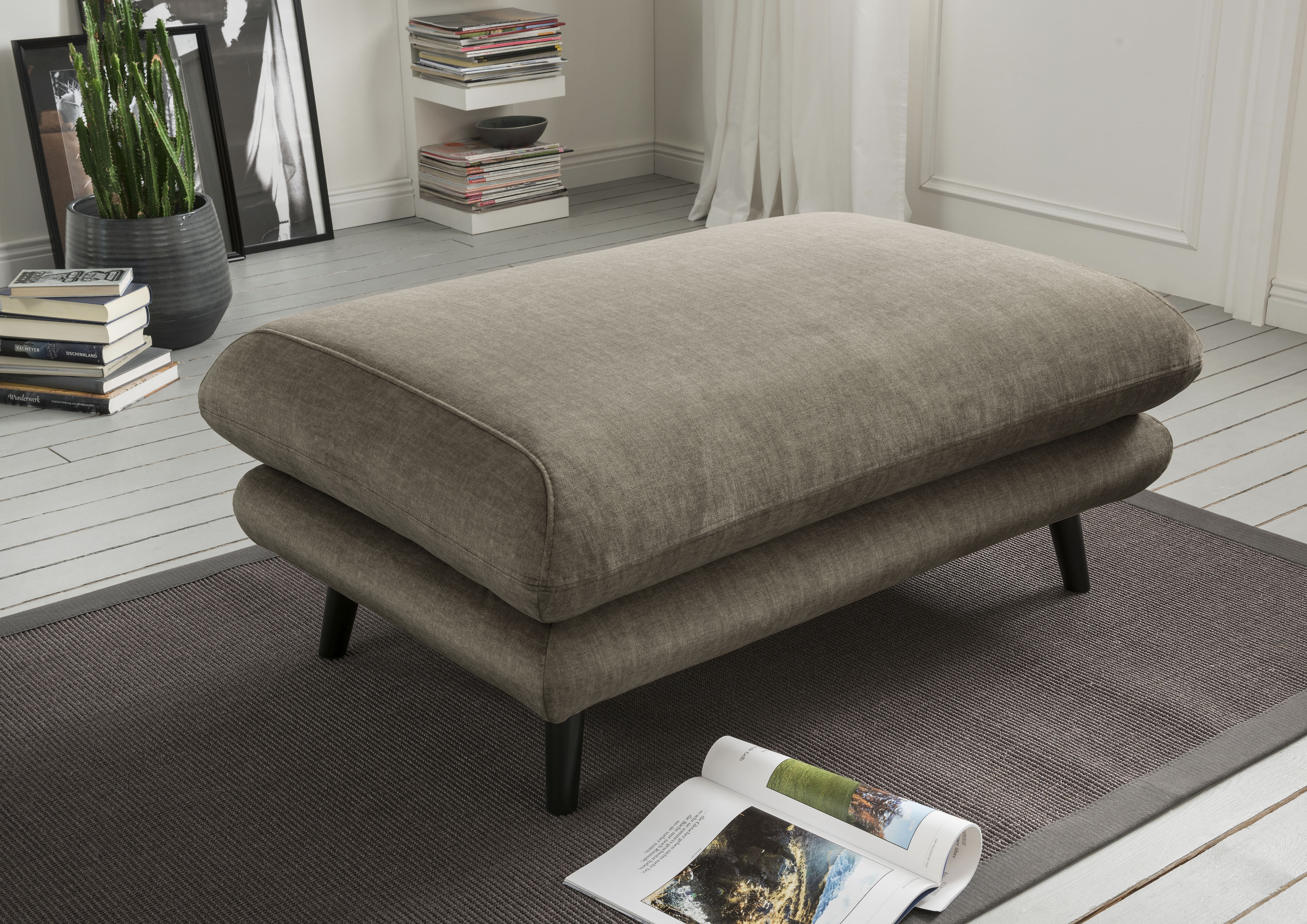 Polsterhocker HOME AFFAIRE "Levke bequem und elegant", braun, B:116cm H:47cm T:77cm, 100% Polyester, Hocker, Polsterhocker