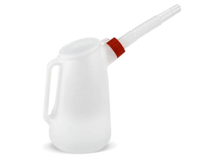Ölkanne 1.2L mit flexiblem Ausgießer und Messskala, Weiß, Kunststoff, Backen & Backzubehör, Messbecher