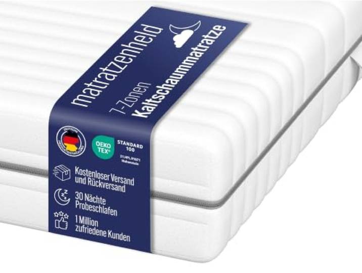 Matratzenheld Matratze 7-Zonen Wellness 140x200 cm H5 ab 120kg Kaltschaummatratze Ergonomisch Hypoallergen & Antibakteriell Atmungsaktiver waschbarer Bezug Öko-TEX® (18cm, 140 x 200 cm)