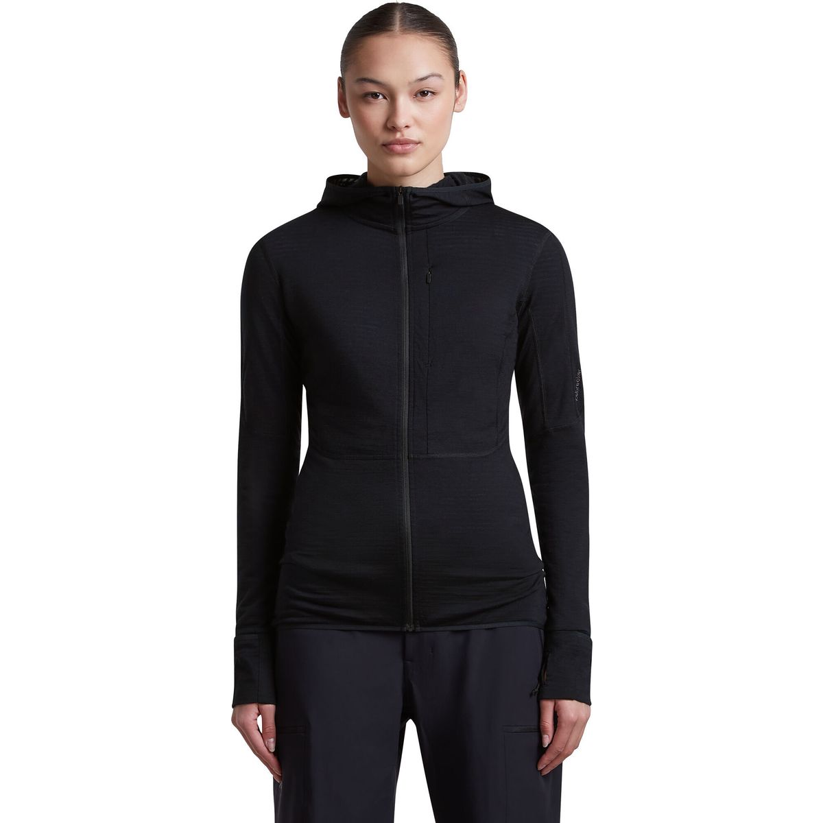 Icebreaker W Mer 200 Realfleece Descender Long Sleeve Zip H black (IB001) M 0A57QKIB001-M