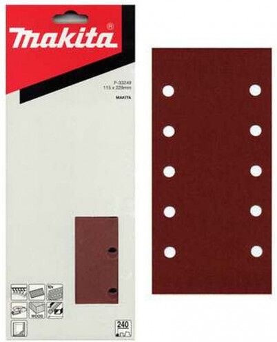Makita P-33205 Feuilles rectangulaires abrasives 115x229, K100, 10Qté