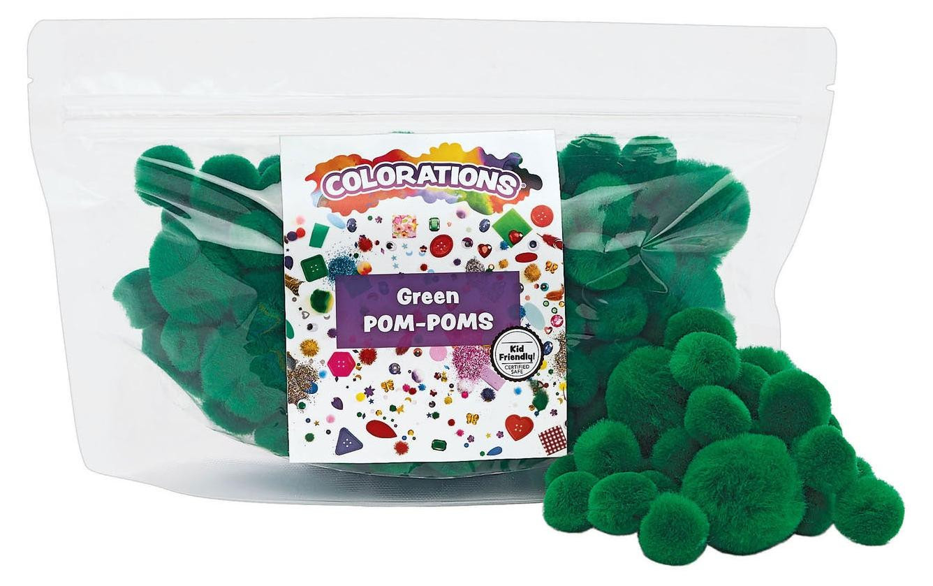Colorations Pompons Groen, 100 stuks
