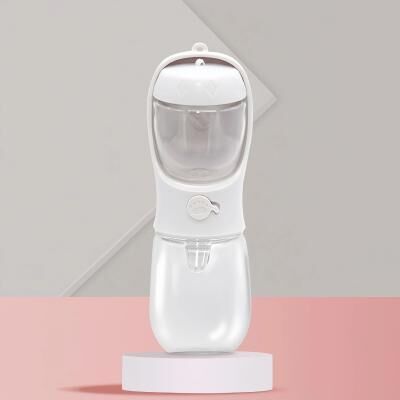 Uplift Picks Portable Dog Water Bottle With Food Container Travel Pet Feeder white 350 Ml
