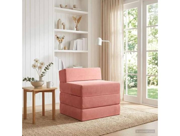 YUTAASU Klappsofa Bett Rosa 200x70x15 cm Samt 2-in-1 umwandelbar, Schaumstofffüllung, Polyesterbezug, abnehmbar mit Reißverschluss, für Wohnraum