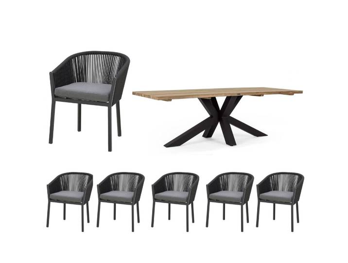 Bizzotto/CLEMENTO Ramsey/Rhode Gartenmöbel-Set 7tlg