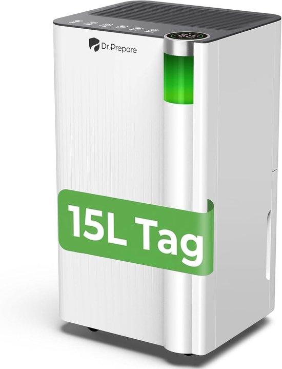 Luftentfeuchter - Weiß - 15 Liter pro Tag - Für Räume von 20-30 m² - Geeignet für Schlafzimmer, Keller, Wohnmobile