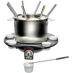 UNOLD FONDUE-ÉLÉGANCE - Fondue-Topf / Elektro-Wok - 1.5 Liter - schwarz/silber