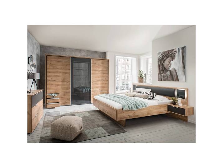 Bettanlage 180 x 200cm Braun/Eiche Grandson Dekor/Graphit
