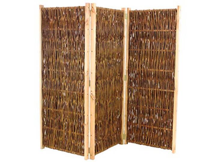 Mobile Trennwand Paravent 3teilig aus Weide 180cm x 180cm - Mobiler Raumtrenner Sichtschutz 1,8m x 1,8m