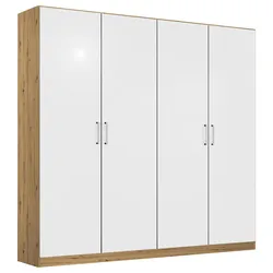 Drehtürenschrank Berlin Weiß Hochglanz, Eiche Artisan