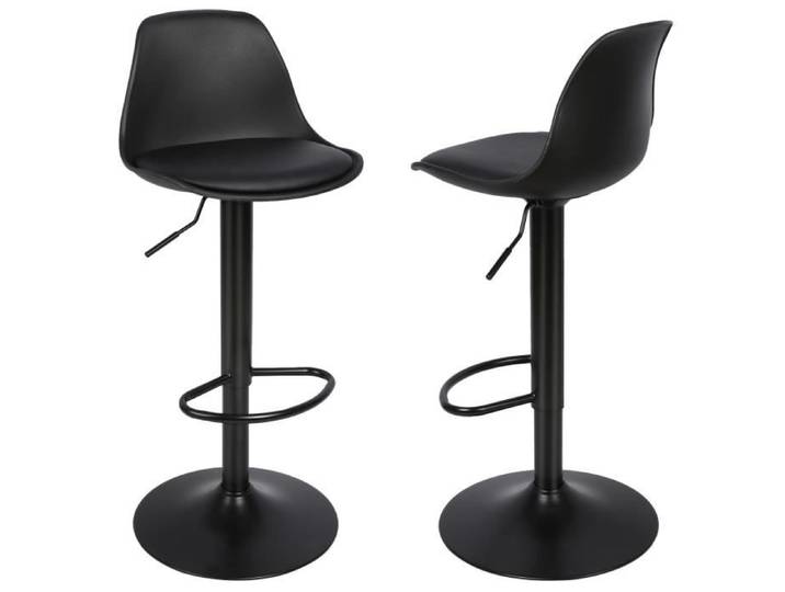 Tabouret de bar réglable en hauteur - HOMEWELL - Lot de 2 - Noir - Design élégant