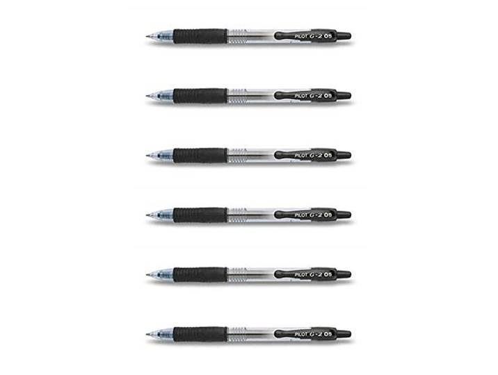 Pak van 6 Pilot G2 gel-inkt balpennen 05, zwart