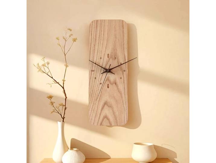 Horloges murales silencieuses Vintage en bois massif, rectangulaires artistiques, sans numéro, pour salon, créatives, modernes et simples, décoration de maison