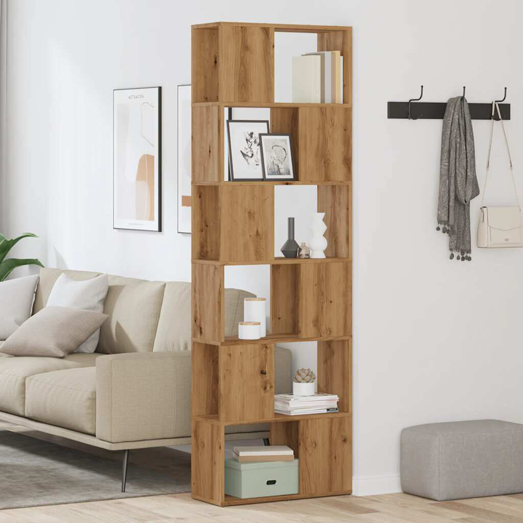 Borough Wharf Book Cabinet/Room Divider Artisan Oak (6 Shelves) 186cm H x 80cm W x 24cm D