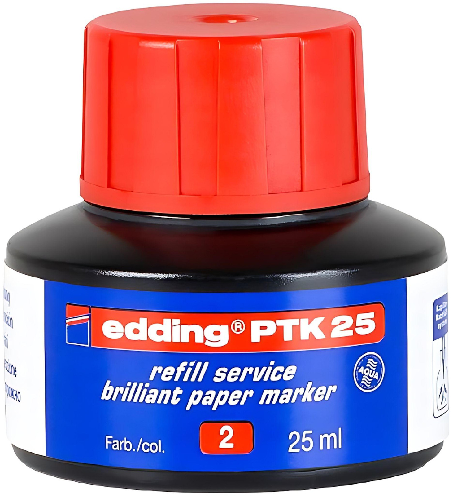 Edding PTK 25 helderrood navulinkt voor papier, 25 ml
