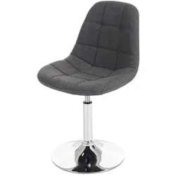Décoshop26 - Drehbarer Esszimmerstuhl im Retro-Design hellgrauer Stoffbezug verchromte Beine 04_0002194