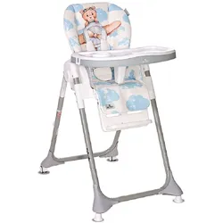 Lorelli Kinderhochstuhl Felicita, faltbar, verstellbar, 5-Punkt-Gurt, 2 Räder blau Bär